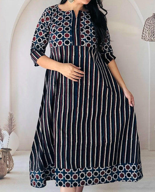 Eva Indigo Cotton Ajrakh Kurti