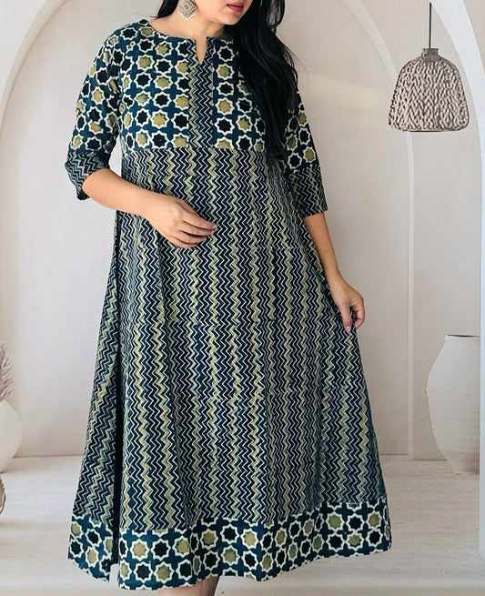 Anvika Pista Cotton One Piece Kurti