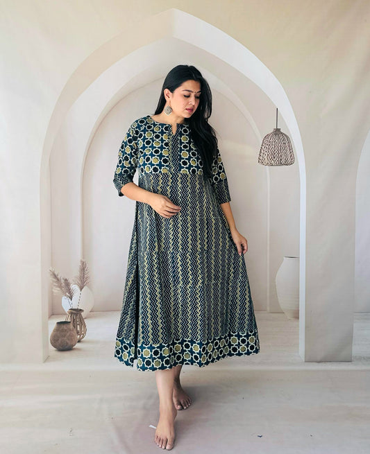 Anvika Pista Cotton One Piece Kurti